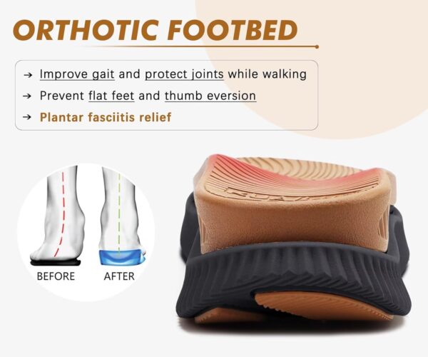 KuaiLu Womens Orthopedic Walking Sandals Recovery Sport Outdoor Hiking Water Sandles Thick Athletic Cushion Adjustable Leather Strap Sandals with Comfortable Plantar Fasciitis Arch Support - Image 5