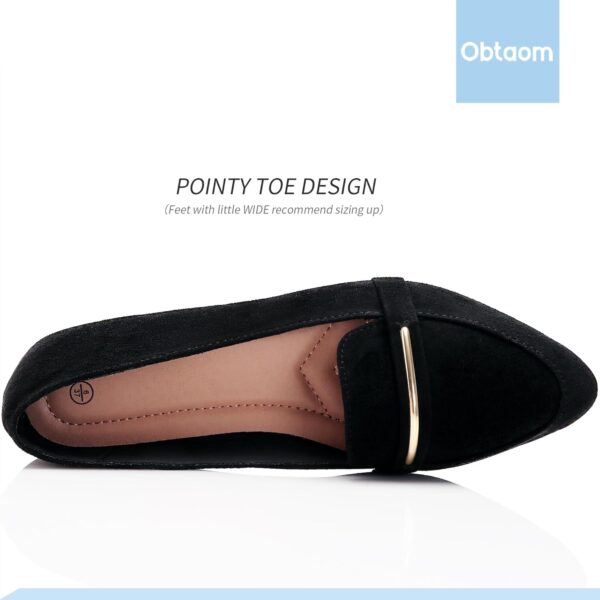Obtaom Women's Pointy Toe Loafer Flat Comfortable Faux Suede Work Shoes,Cute Penny Loafer Slip On Ballet Flat - Image 5
