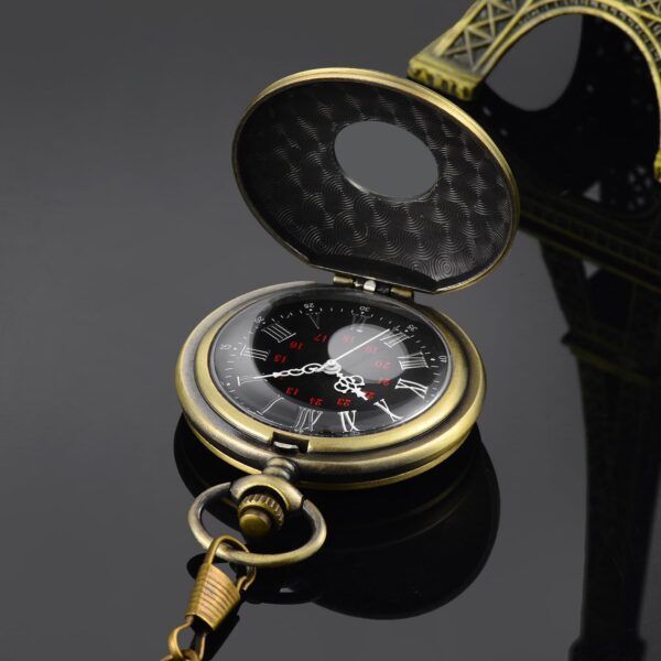 LYMFHCH Vintage Pocket Watch Roman Numerals Scale Quartz Pocket Watches with Chain Christmas Graduation Birthday Gifts Fathers Day - Image 5