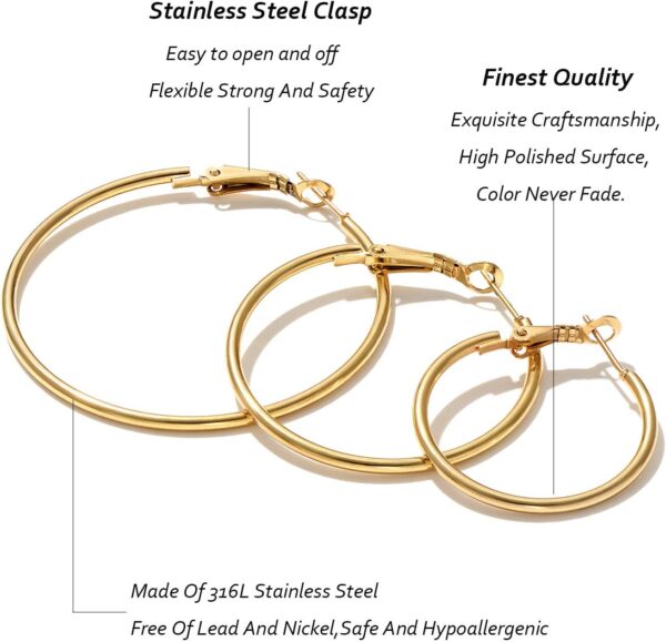 Stainless Steel Gold/Silver Plated Hoop Earrings for Women, Hypoallergenic 14k Gold Hoops Huggie Earrings Lightweight Cartilage Small CZ Ball Flatback Studs Earring Pack for Multiple Piercing - Image 3