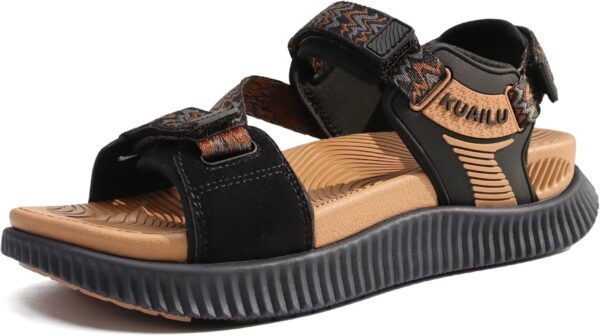 KuaiLu Womens Orthopedic Walking Sandals Recovery Sport Outdoor Hiking Water Sandles Thick Athletic Cushion Adjustable Leather Strap Sandals with Comfortable Plantar Fasciitis Arch Support - Image 2