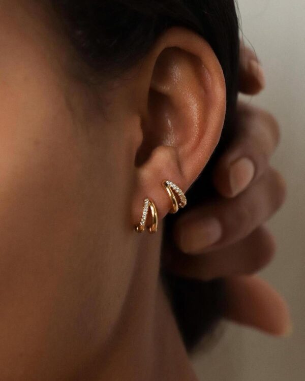 Gold Hoop Earrings for Women,14K Gold Huggie Hoop Earrings for Gift - Image 3