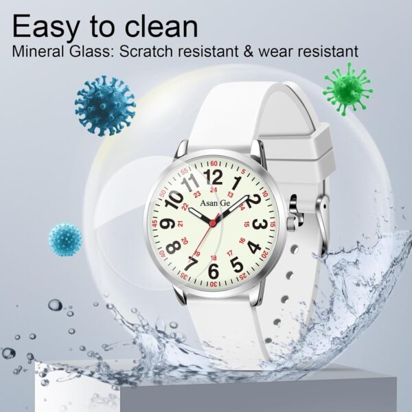 Asan Ge Nurse Watch for Nurse Medical Professionals Students Doctors Women Men Waterproof Watch 24 Hour Military Time Luminouse Easy to Read Dial with Second Hand - Image 5