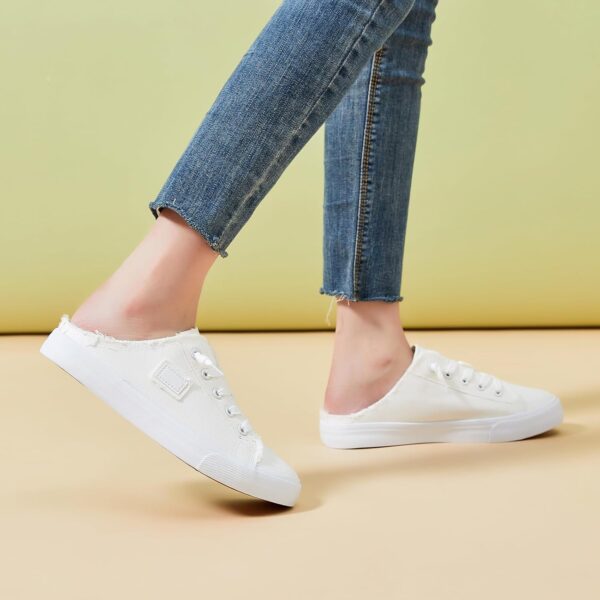 BENPAO Women's Slip on Sneakers Canvas Slip ons Shoes Fashion Comfortable Mules Womens Non Slip Loafers Casual Backless Shoes - Image 9