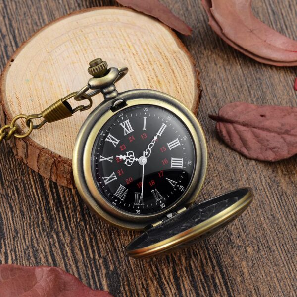 LYMFHCH Vintage Pocket Watch Roman Numerals Scale Quartz Pocket Watches with Chain Christmas Graduation Birthday Gifts Fathers Day - Image 9