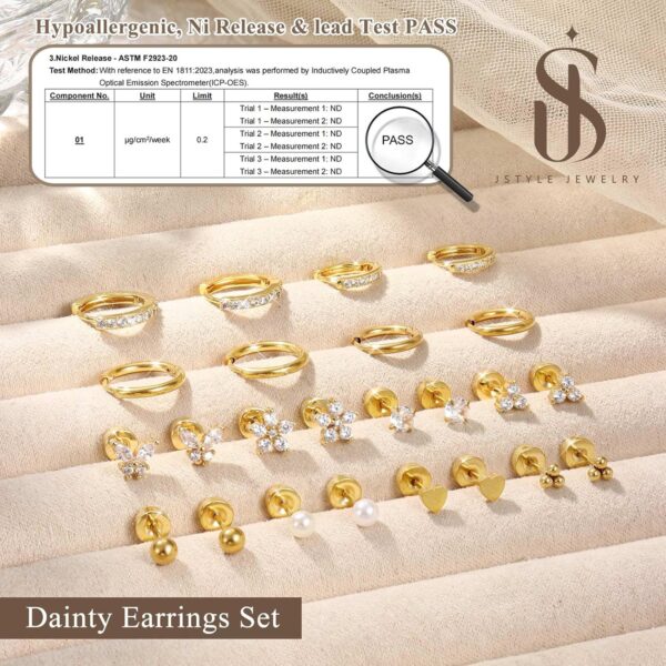 Jstyle Hypoallergenic Gold Stud Hoop Earrings for Women Men Surgical Stainless Steel Flat Back Earrings Small 14K Gold Huggie Hoops Cartilage Earring Set for Multiple Piercing Jewelry Gifts for Women - Image 4