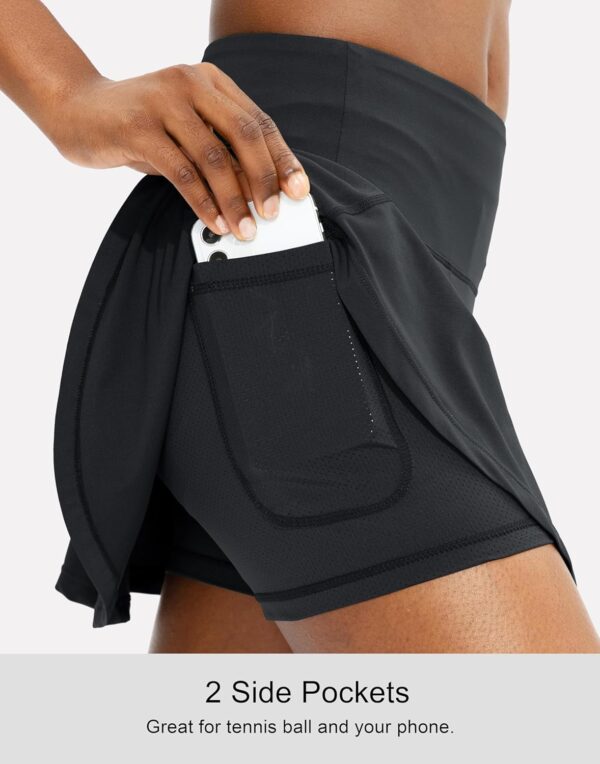 SANTINY Pleated Tennis Skirt for Women with 4 Pockets Women's High Waisted Athletic Golf Skorts Skirts for Running Casual - Image 4