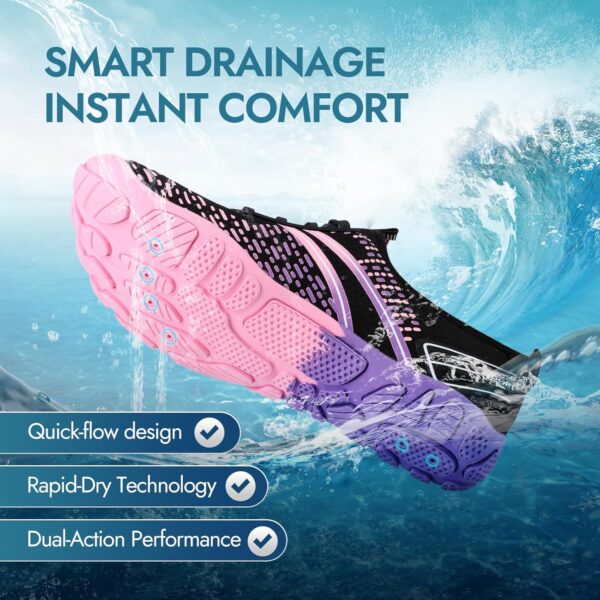 ATHMILE Hiking Barefoot Water Shoes for Women Men Beach Swim Aqua Pool River Quick Dry Athletic Wide Toe Outdoor Sport Kayaking Boating Rock Climbing Yoga Lake - Image 3