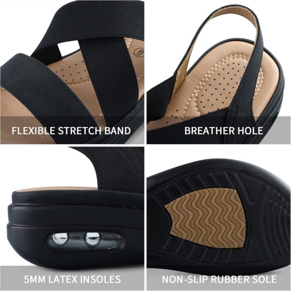 mysoft Women's Comfortable Walking Sandals Air Cushion Sport Slingback Elastic Band Platform Shoes - Image 5