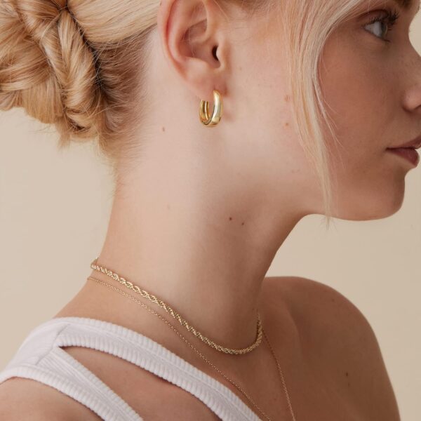 PAVOI 14K Gold Plated Sterling Silver Post Small Chunky Hoops Earrings | Thick Lightweight Gold Hoop Earrings for Women - Image 5