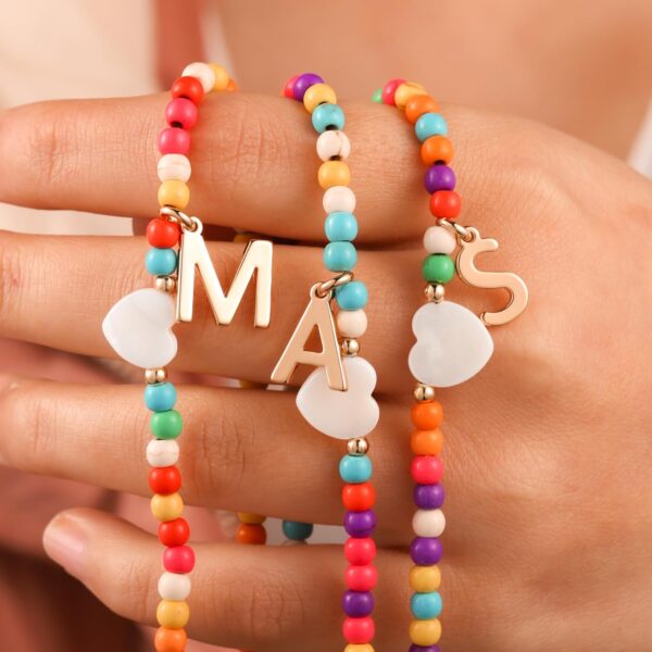 Ursteel Colorful Initial Cute Necklaces for Girls - Trendy Beaded Choker Necklace for Women Teen Girl, Personalized Letter Initial Gifts for Women Kids Jewelry - Image 5