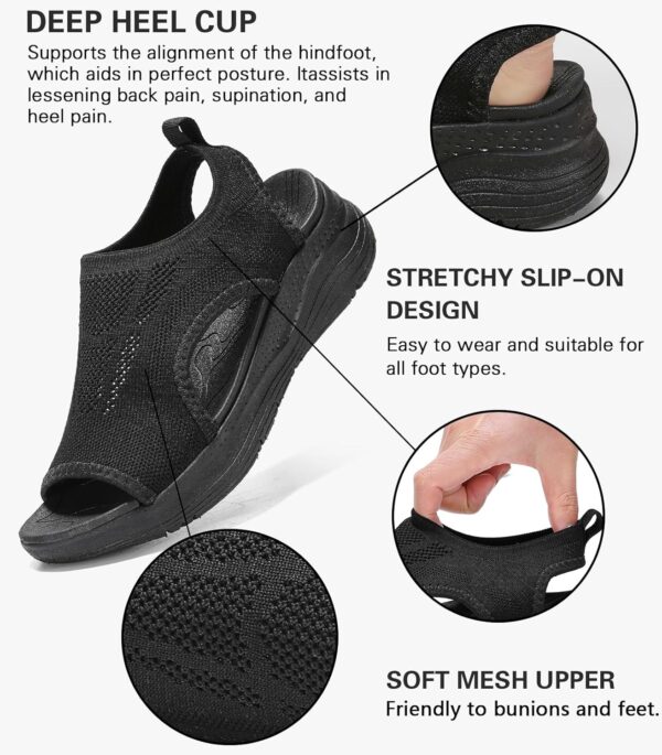 Women Walking Sandals Arch Support Orthotic Comfortable Plantar Fasciitis Non-slip Casual Open Toe Sport Sandals for Athletic Summer Beach - Image 3