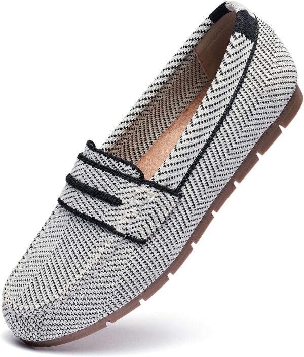 Loafers for Women Comfortable Dressy Casual Work Flats Lightweight & Breathable Slip On Walking Shoes Knit - Image 2