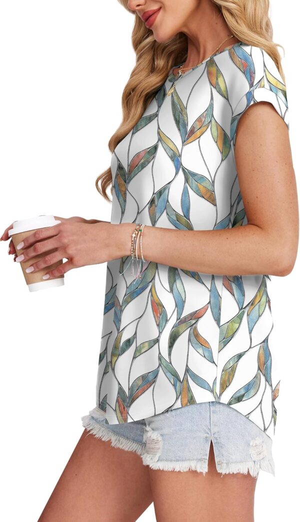 XIEERDUO Womens Tops Short Sleeve Shirts Blouses for Women Dressy Casual Cap Sleeve Tops with Curved Hem - Image 4