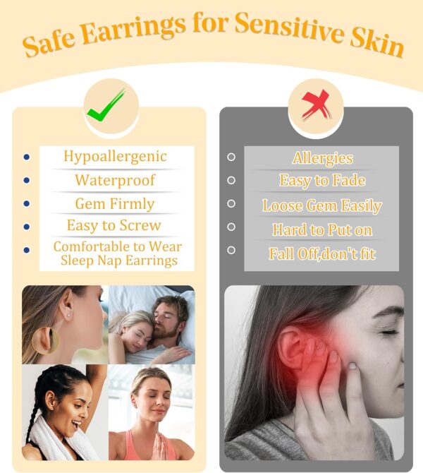 LOLIAS Hypoallergenic Flat Back Earrings for Women-Surgical Steel Earrings for Sensitive Ears 20G Stainless Steel Earring Stacks Small Flatback Stud Hoop Cartilage Earring - Image 7