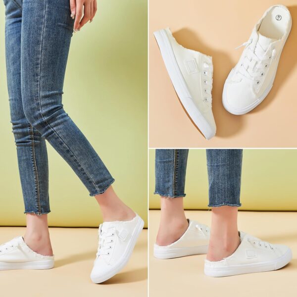 BENPAO Women's Slip on Sneakers Canvas Slip ons Shoes Fashion Comfortable Mules Womens Non Slip Loafers Casual Backless Shoes - Image 6