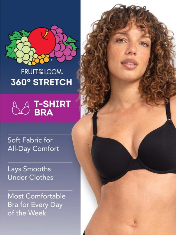 Fruit of the Loom Women's Smooth Cotton T-Shirt Bra Pack - Ultra-Soft, Flexible, and Invisible Under Tees - Image 6