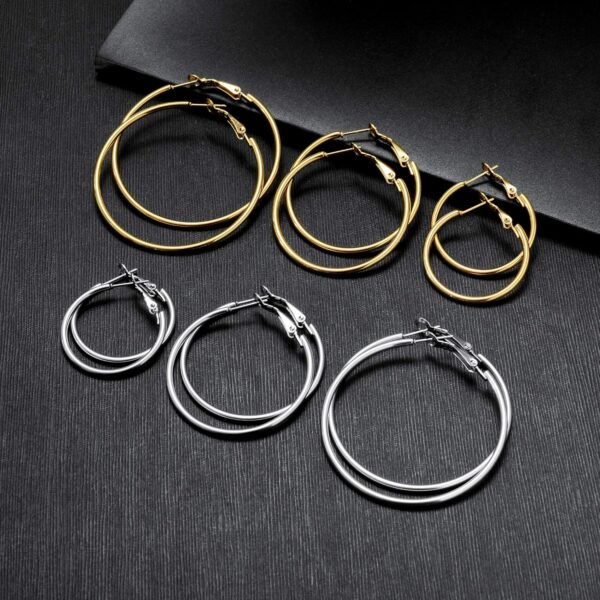 Stainless Steel Gold/Silver Plated Hoop Earrings for Women, Hypoallergenic 14k Gold Hoops Huggie Earrings Lightweight Cartilage Small CZ Ball Flatback Studs Earring Pack for Multiple Piercing - Image 4