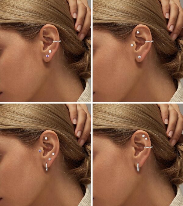 LOLIAS Hypoallergenic Flat Back Earrings for Women-Surgical Steel Earrings for Sensitive Ears 20G Stainless Steel Earring Stacks Small Flatback Stud Hoop Cartilage Earring - Image 5